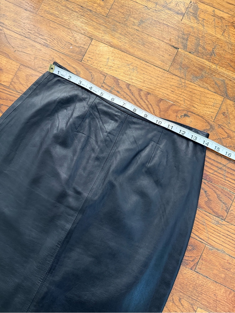 Vintage Mixit Genuine Leather Straight Pencil Skirt Black Y2K Minimalist Size 6 - Picture 7 of 16